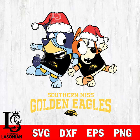 Southern Miss Golden Eagles Bluey Christmas Holiday Svg Eps Dxf Png File, Digital Download