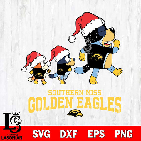 Southern Miss Golden Eagles Bluey Family Christmas Svg Eps Dxf Png File, Digital Download