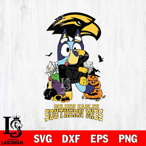 Southern Miss Golden Eagles Bluey Halloween NCAA 2 Svg Eps Dxf Png File, Digital Download, Instant Download