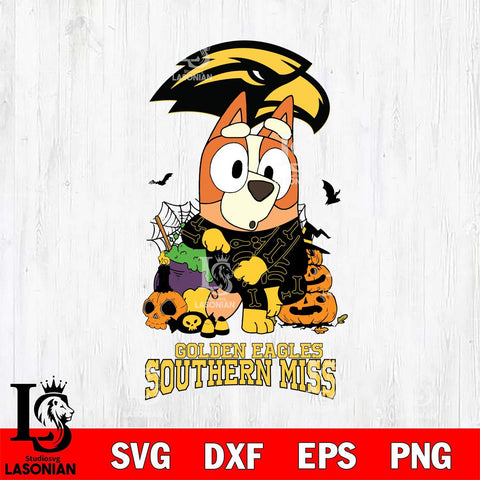 Southern Miss Golden Eagles Bluey Halloween NCAA Svg Eps Dxf Png File, Digital Download, Instant Download