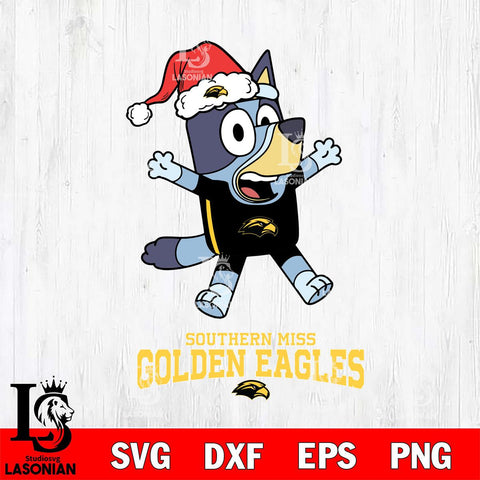 Southern Miss Golden Eagles Bluey Happy Christmas Svg Eps Dxf Png File, Digital Download