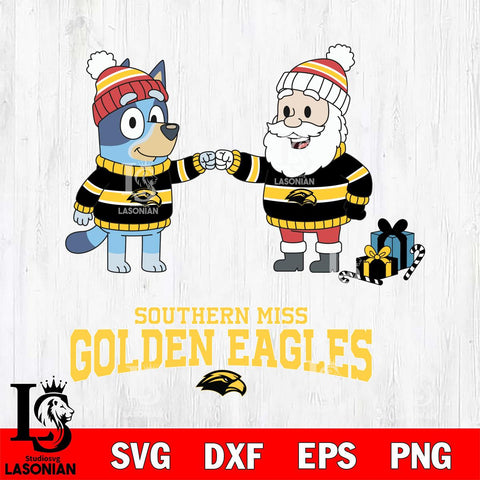Southern Miss Golden Eagles Bluey With Satan Christmas File Cut, NCAA SVG DXF EPS PNG FILE, Digital Download,Instant Download, Silhouette