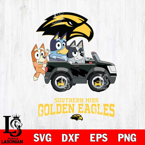 Southern Miss Golden Eagles Bluey friends car Svg Eps Dxf Png File, NCAA svg, Digital Download, Instant Download