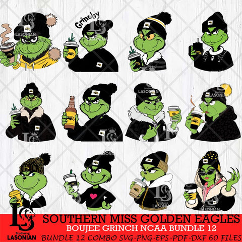 Southern Miss Golden Eagles Boujee Grinch NCAA Bundle 12 SVG Eps Dxf Png File, Digital Download, Instant Download