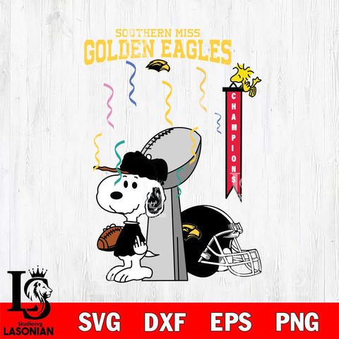 Southern Miss Golden Eagles Charlie Brown and Snoopy Super Bowl Svg Eps Dxf Png File, NCAA svg , Digital Download , Instant Download, Cricut File