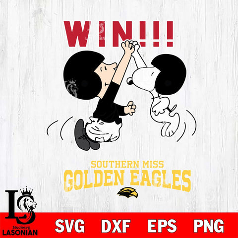 Southern Miss Golden Eagles Charlie Brown and Snoopy Win Svg Eps Dxf Png File, NCAA svg , Digital Download , Instant Download, Cricut File