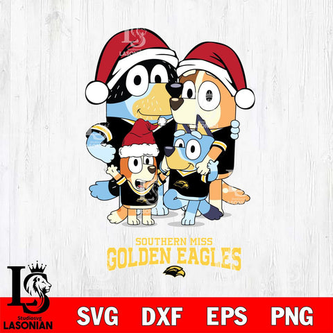 Southern Miss Golden Eagles Christmas Bluey Family Sport Cut Files,Bluey Cricut,Christmas Svg , Bluey svg , Digital Download, dxf eps png pdf file