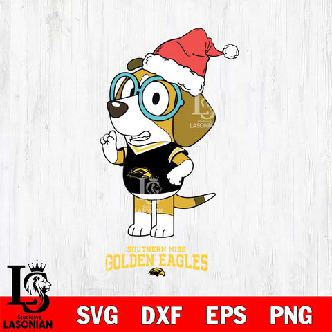 Southern Miss Golden Eagles Christmas Bluey Honey Sport Cut Files,Bluey Cricut,Christmas Svg , Bluey svg , Digital Download, dxf eps png pdf file