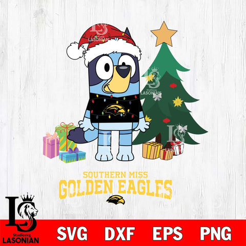 Southern Miss Golden Eagles Christmas Bluey Tree Sport Cut Files,Bluey Cricut,Christmas Svg , Bluey svg , Digital Download, dxf eps png pdf file