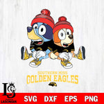 Southern Miss Golden Eagles Christmas Bluey & Bingo Sit Cut Files,Bluey Cricut,Christmas Svg , Bluey svg , Digital Download, dxf eps png pdf file