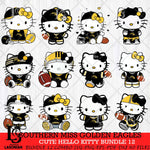 Southern Miss Golden Eagles Cute Hello Kitty Bundle 12 SVG Eps Dxf Png File, NCAA Bundle svg, Digital Download, Instant Download