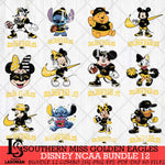 Southern Miss Golden Eagles Disney NCAA Bundle Svg PNG 12 Svg Eps Dxf Png File, Digital Download