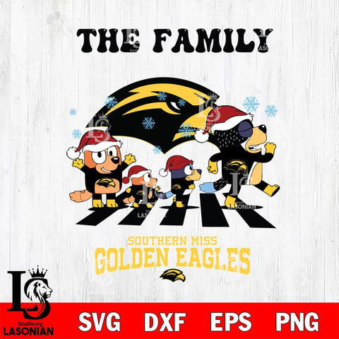 Southern Miss Golden Eagles Family Bluey Christmas Svg Eps Dxf Png File, Digital Download