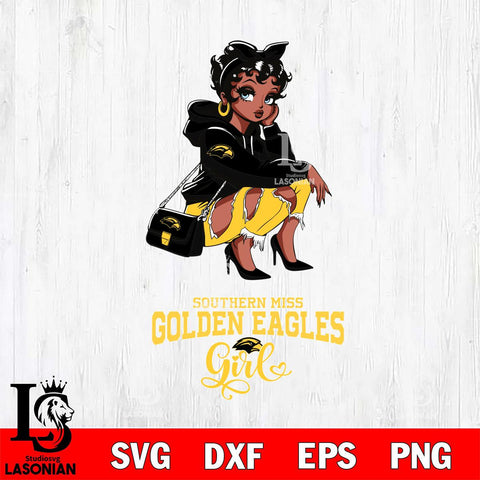 Southern Miss Golden Eagles Fashion Black Fan Girl Betty Boop, Svg Eps Dxf Png File, Digital Download
