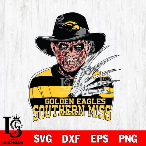 Southern Miss Golden Eagles Freddy Krueger Horror Halloween Svg Eps Dxf Png File, NCAA svg, Digital Download, Instant Download