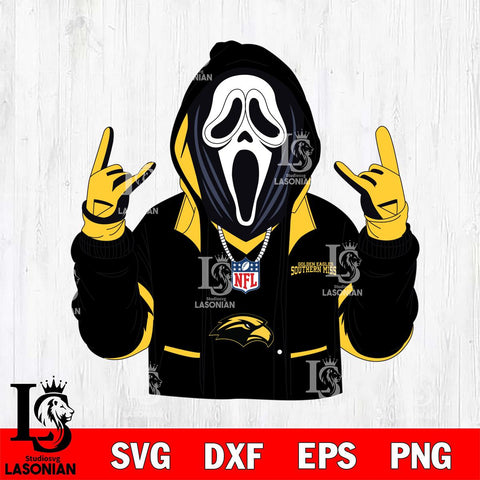 Southern Miss Golden Eagles Ghostface Scream Football Halloween Svg Eps Dxf Png File, NCAA svg, Digital Download, Instant Download