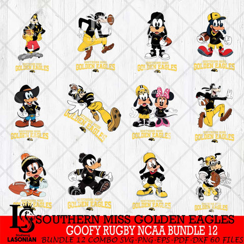 Southern Miss Golden Eagles Goofy Rugby Disney NCAA Bundle 12 SVG DXF EPS PNG FILE,NCAA bundle svg ,Football Digital Download,Instant Download, Silhouette