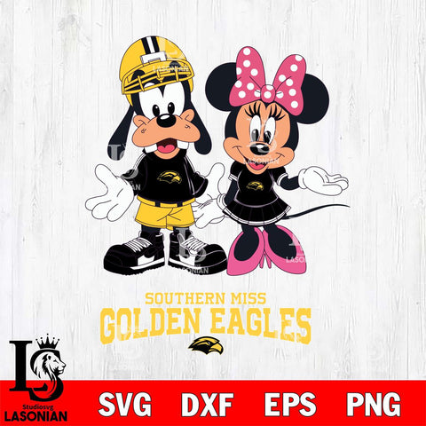 Southern Miss Golden Eagles Goofy and Minnie mouse Football SVG DXF EPS PNG FILE,NCAA svg ,Football Digital Download,Instant Download, Silhouette