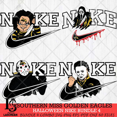 Southern Miss Golden Eagles Halloween Nike NCAA Bundle 4 Svg Eps Dxf Png File, Digital Download, Instant Download