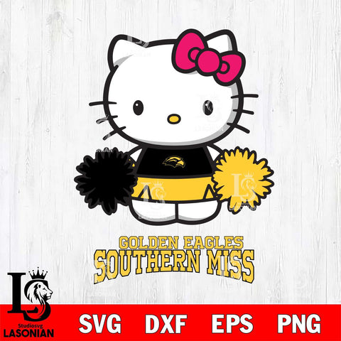 Southern Miss Golden Eagles Hello Kitty Cheerleader 2 Svg Eps Dxf Png File, Digital Download, Instant Download