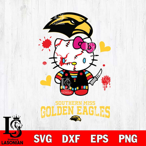 Southern Miss Golden Eagles Hello Kitty Horror 2 Svg Eps Dxf Png File, Digital Download