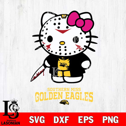 Southern Miss Golden Eagles Hello Kitty Horror 3 Svg Eps Dxf Png File, Digital Download