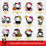 Southern Miss Golden Eagles Hello Kitty Horror NCAA Bundle 12 SVG Svg Eps Dxf Png File, Digital Download