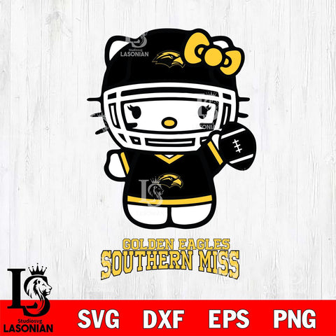 Southern Miss Golden Eagles Hello Kitty NCAA 1 Svg Eps Dxf Png File, Digital Download, Instant Download