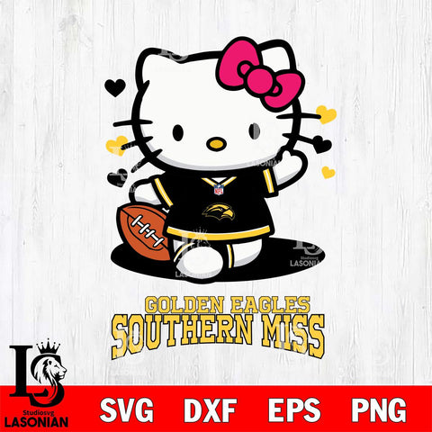 Southern Miss Golden Eagles Hello Kitty NCAA 3 Svg Eps Dxf Png File, Digital Download, Instant Download