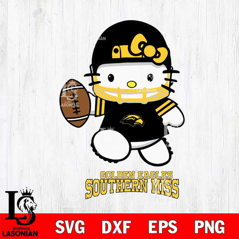 Southern Miss Golden Eagles Hello Kitty NCAA 4 Svg Eps Dxf Png File, Digital Download, Instant Download