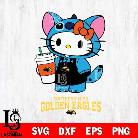 Southern Miss Golden Eagles Hello Kitty Stitch Svg Eps Dxf Png File, NCAA svg, Digital Download, Instant Download