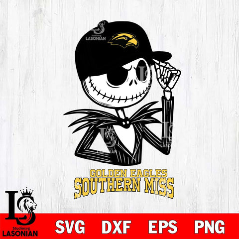 Southern Miss Golden Eagles Jack Skellington 3 Halloween Svg Eps Dxf Png File, NCAA svg, Digital Download, Instant Download