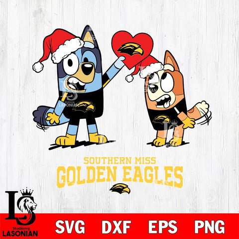 Southern Miss Golden Eagles Love Bluey Christmas Svg Eps Dxf Png File, Digital Download