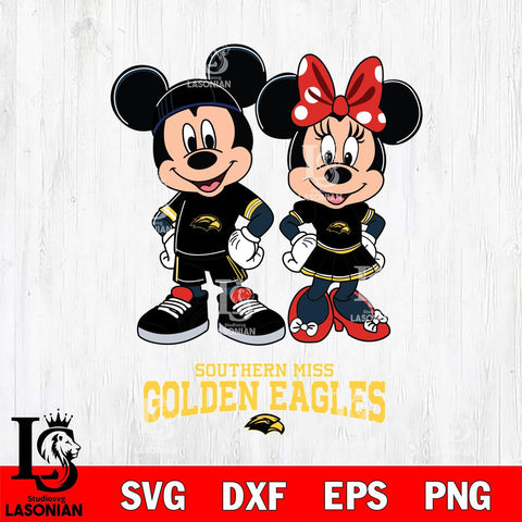 Southern Miss Golden Eagles Mickey And Minnie Rugby Svg Eps Dxf Png File, NCAA svg , Digital Download , Instant Download, Cricut File