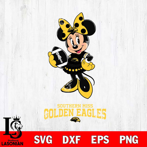 Southern Miss Golden Eagles Minnie Mouse, Svg Eps Dxf Png File, Digital Download