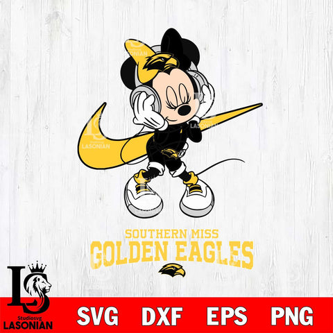 Southern Miss Golden Eagles Minnie Mouse Dancing NIKE, Svg Eps Dxf Png File, Digital Download