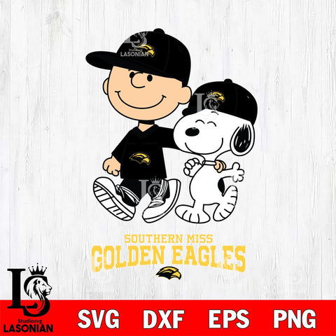Southern Miss Golden Eagles Peanuts Snoopy Friends SVG DXF EPS PNG FILE,Snoopy File Cut, NCAA Digital Download,Instant Download,Christmas Silhouette