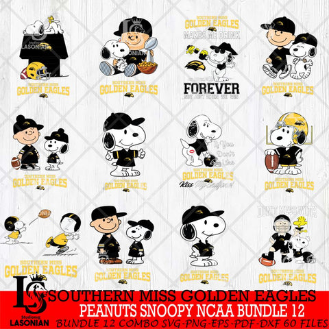 Southern Miss Golden Eagles Peanuts Snoopy Player NCAA Bundle 12 SVG DXF EPS PNG FILE,Snoopy File Cut, bundle NCAA Digital Download,Instant Download, Silhouette