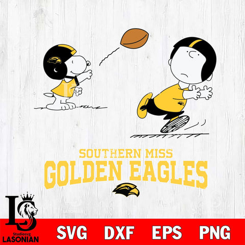 Southern Miss Golden Eagles Peanuts play football SVG DXF EPS PNG FILE,Snoopy File Cut, NCAA Digital Download,Instant Download,Christmas Silhouette