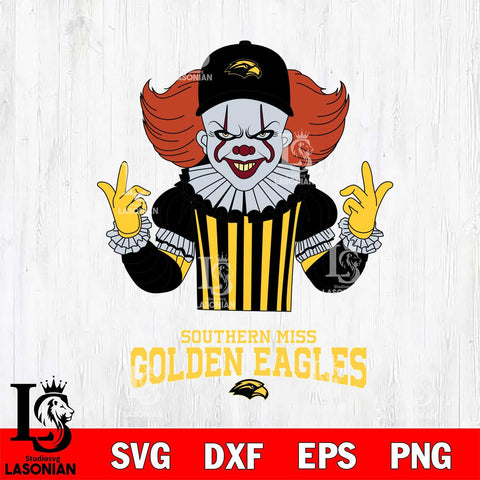Southern Miss Golden Eagles Pennywise Horror Sport 8 Svg Eps Dxf Png File, Digital Download