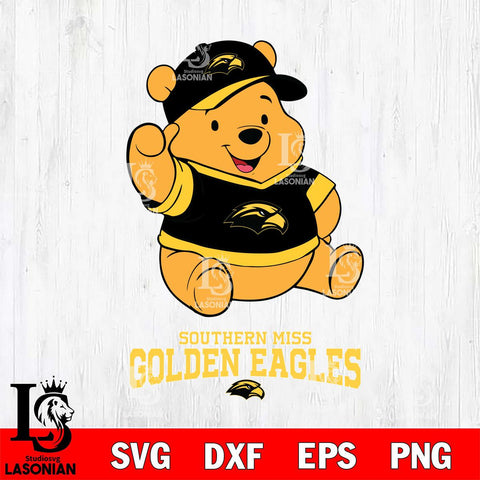 Southern Miss Golden Eagles Pooh Bear Disney, Svg Eps Dxf Png File, Digital Download