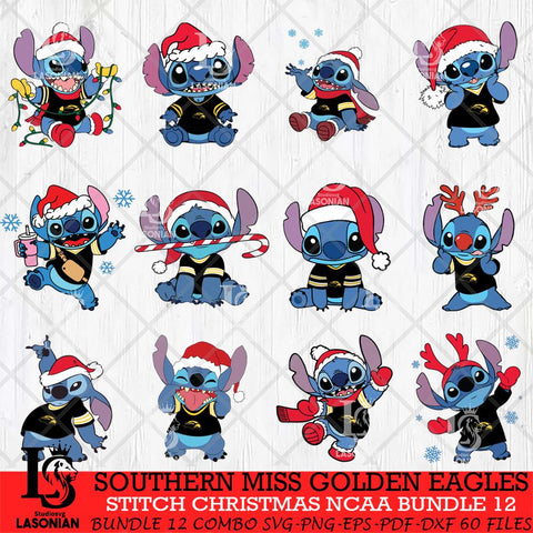 Southern Miss Golden Eagles Stitch Christmas NCAA Bundle 12 Svg Eps Dxf Png File, Digital Download, Instant Download