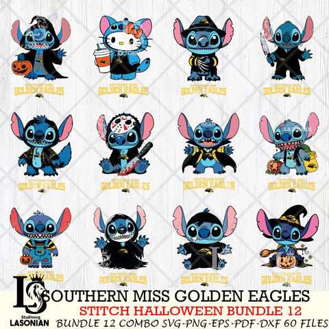 Southern Miss Golden Eagles Stitch Horror Bundle 12 SVG Svg Eps Dxf Png File, NCAA svg, Digital Download, Instant Download