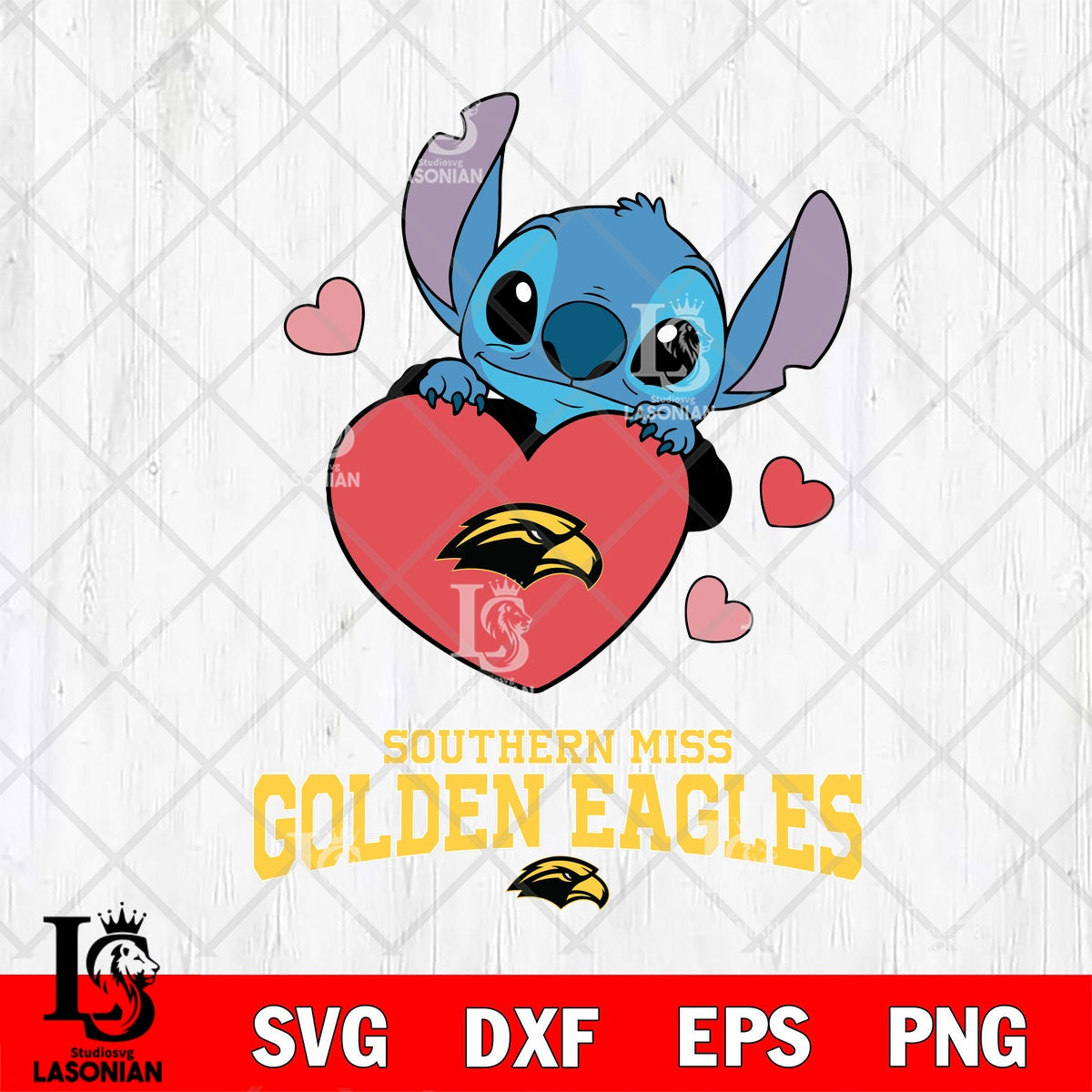 Southern Miss Golden Eagles Stitch hugging heart File cut , Football ...
