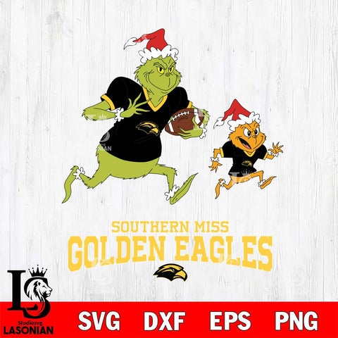 Southern Miss Golden Eagles The Grinch & Max Football Cricut,Christmas SVG DXF EPS PNG FILE, NCAA Digital Download,Instant Download, Silhouette