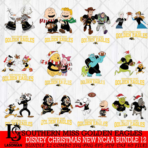 Southern Miss Golden Eagles  Disney Christmas New NCAA Bundle 12 Cricut,Christmas SVG DXF EPS PNG FILE, BUNDLE NCAA Digital Download,Instant Download, Silhouette
