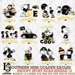 Southern Miss Golden Eagles  Snoopy NCAA Bundle 12 SVG Svg Eps Dxf Png File, Digital Download