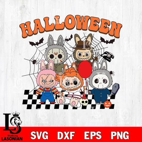 Spooky Characters Labubu SVG DXF EPS PNG FILE, Halloween File Cut, Digital Download,Instant Download, Silhouette, Cricut