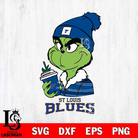 St Louis Blues Boujee Grinch Christmas Cut Files, Cricut,Christmas Svg Dxf Eps Png file , Digital Download
