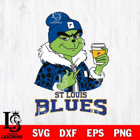 St Louis Blues Boujee Grinch Leopard Christmas Cut Files, Cricut,Christmas Svg Dxf Eps Png file , Digital Download